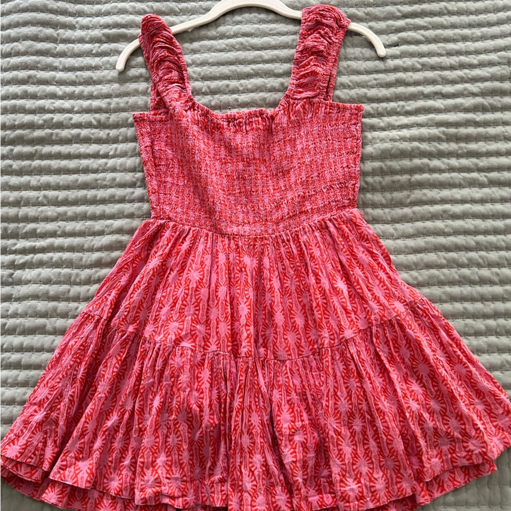 Midi pink and red free people dress
